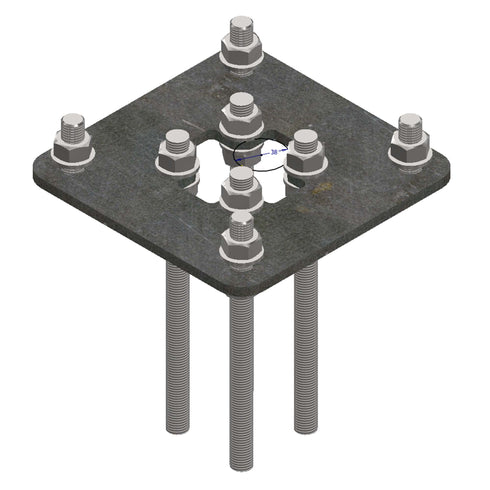 Adapterplate / overgang for rørfundament Ø140mm til C/C 160 mm